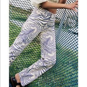 Zara Printed Straight Leg Jeans